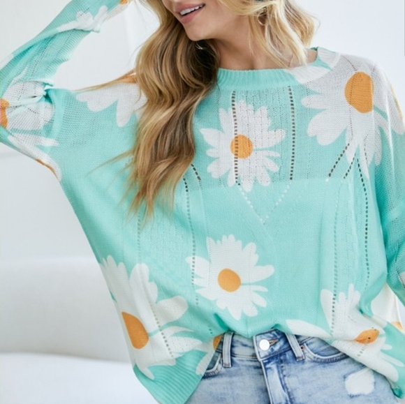 LAST CHANCE Lightweight Knit Daisy Sweater NWOT - Picture 5 of 13